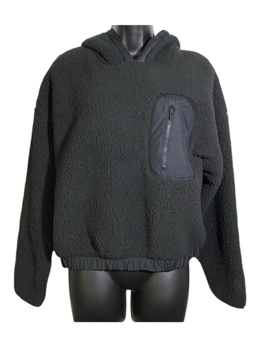 Under Armour Sherpa Fleece Hoodie Cropped Black Long Sleeve Womenβs Size Large